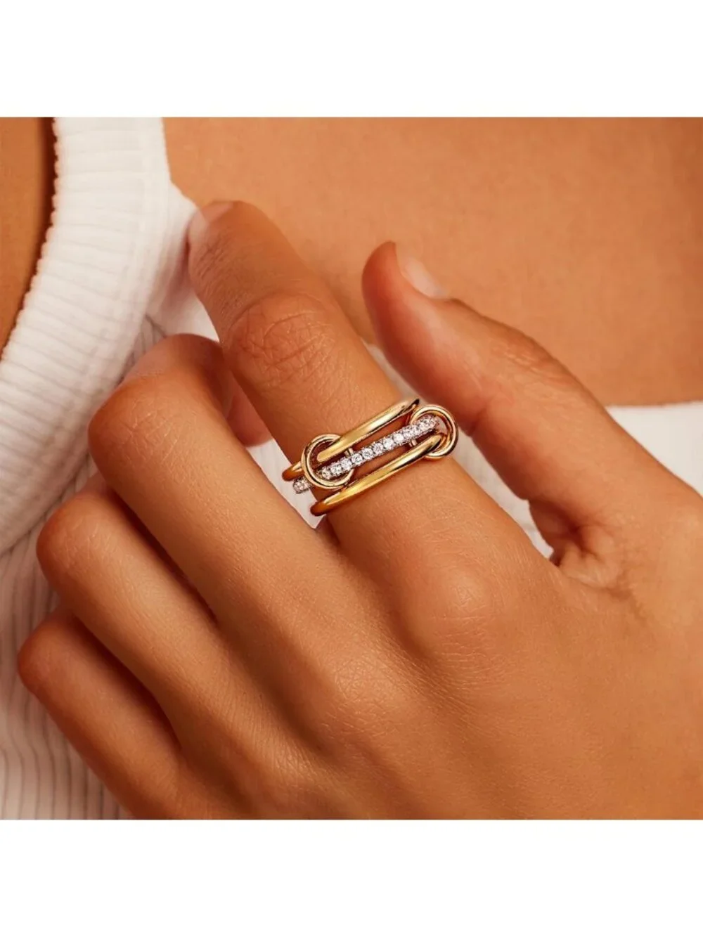Gold Stackable Rings for Women - Non-Tarnish 14K Plated, Dainty Cubic Zirconia